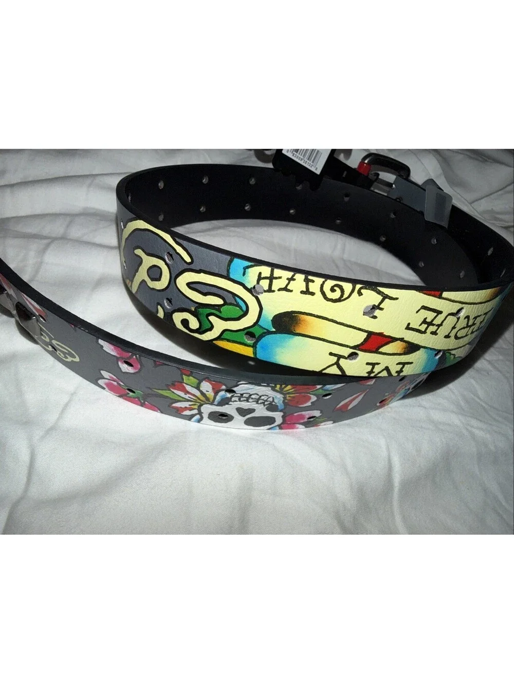 NWT Y2K  Gray/black Skulls True Love Ed Hardy belt 36